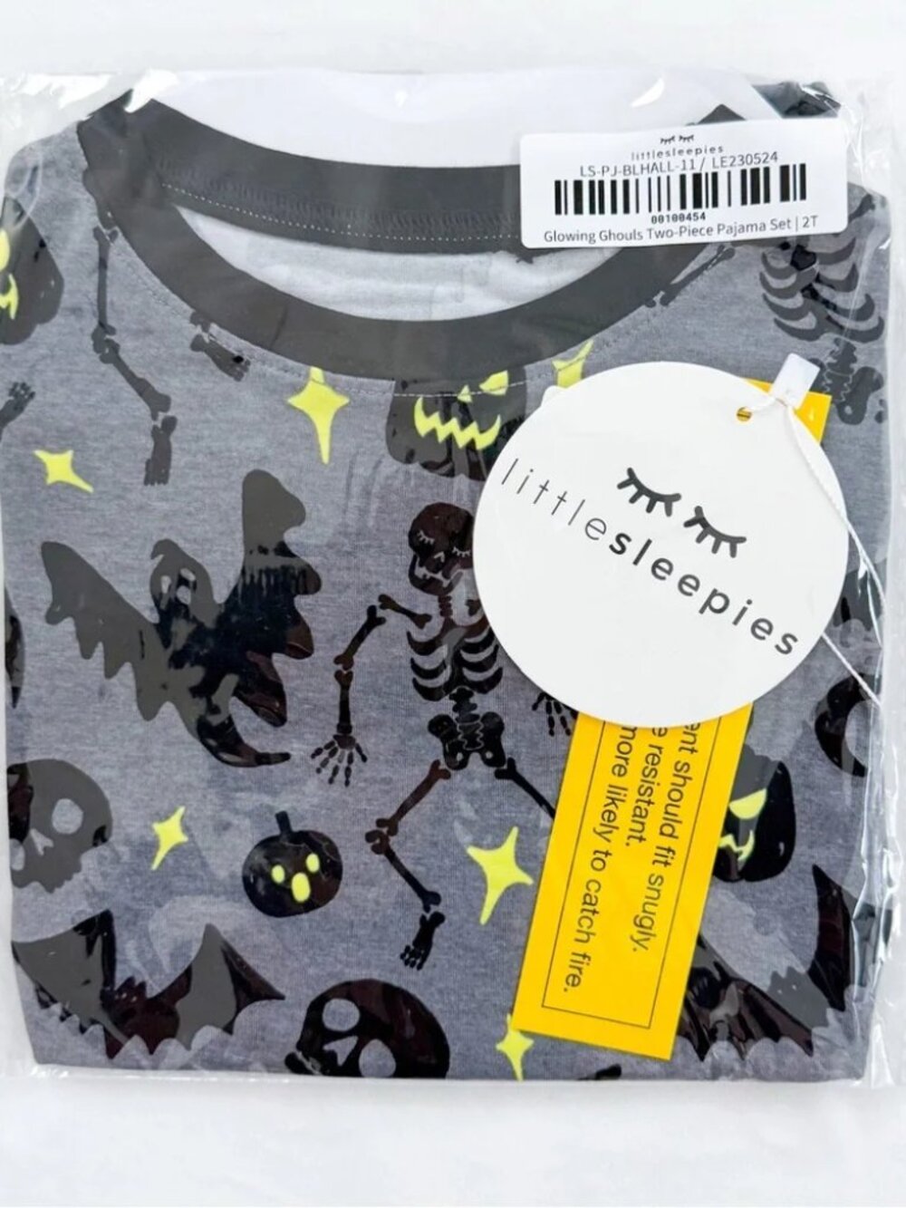 Gray Glowing Ghouls Two-Piece Pajama Set - 3T
